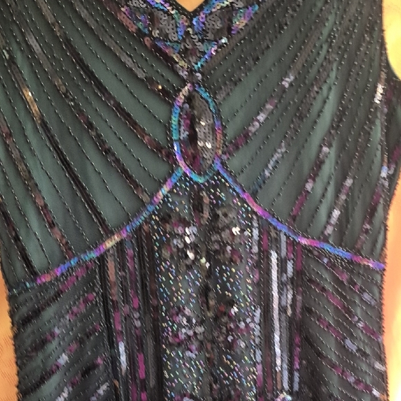 Elegant Black and Purple Beaded Dress - Picture 9 of 16